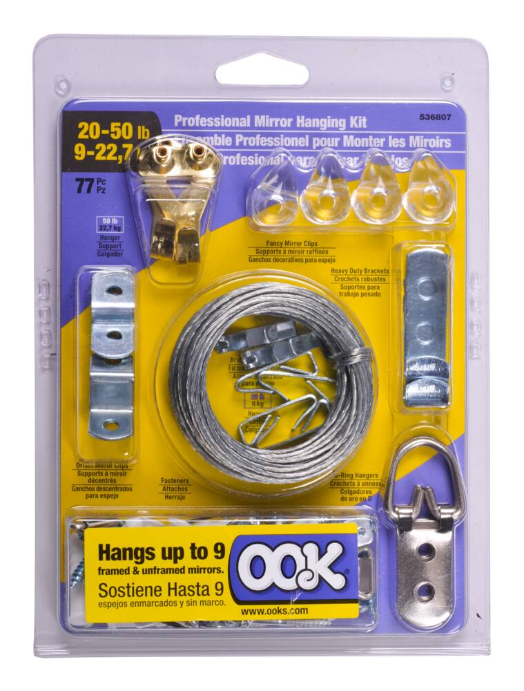 OOK Professional Mirror Hanging Assorted Kit, 50-lb Capacity, 77-pc