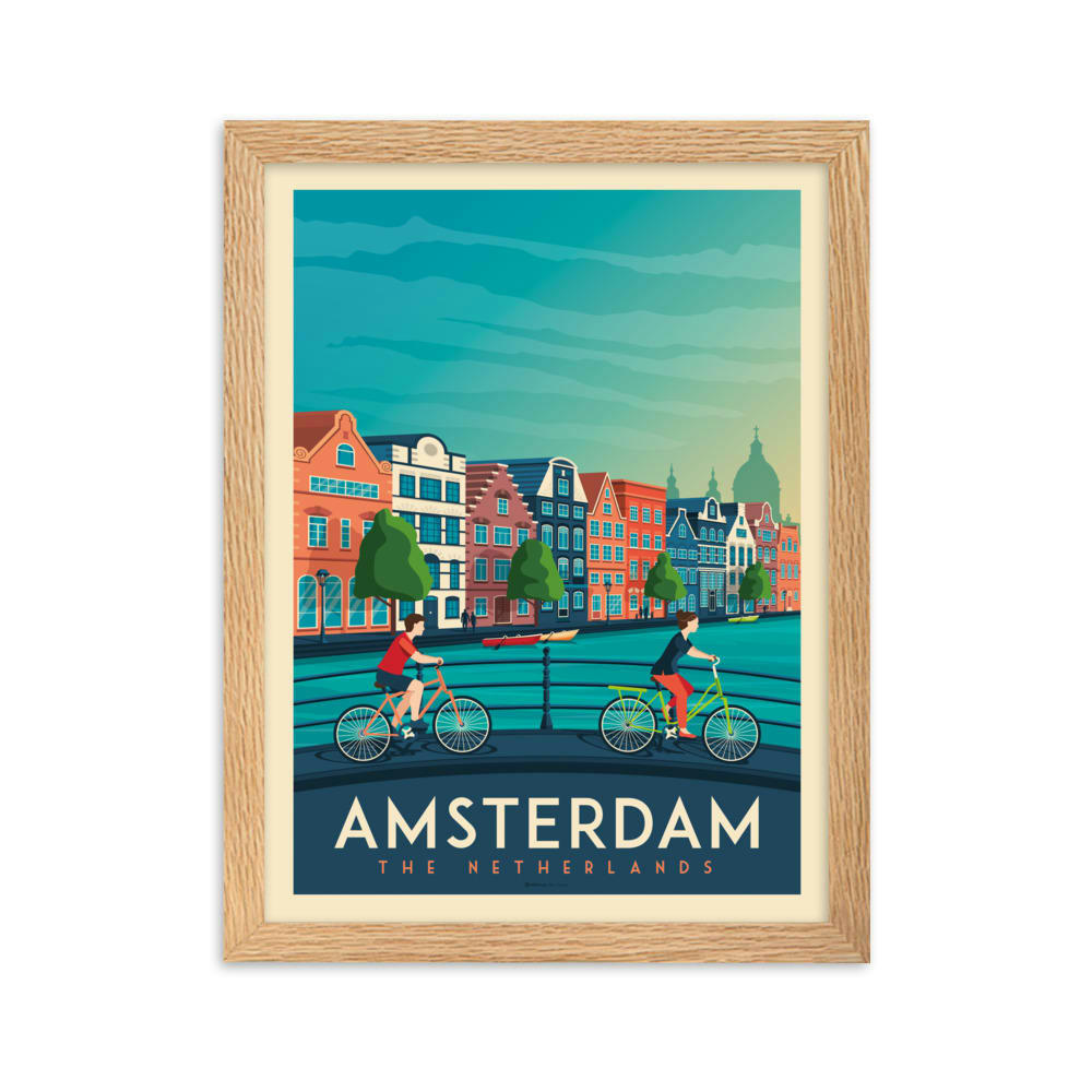- Affiche Amsterdam Pays-Bas avec Cadre (bois) 21x29,7 cm