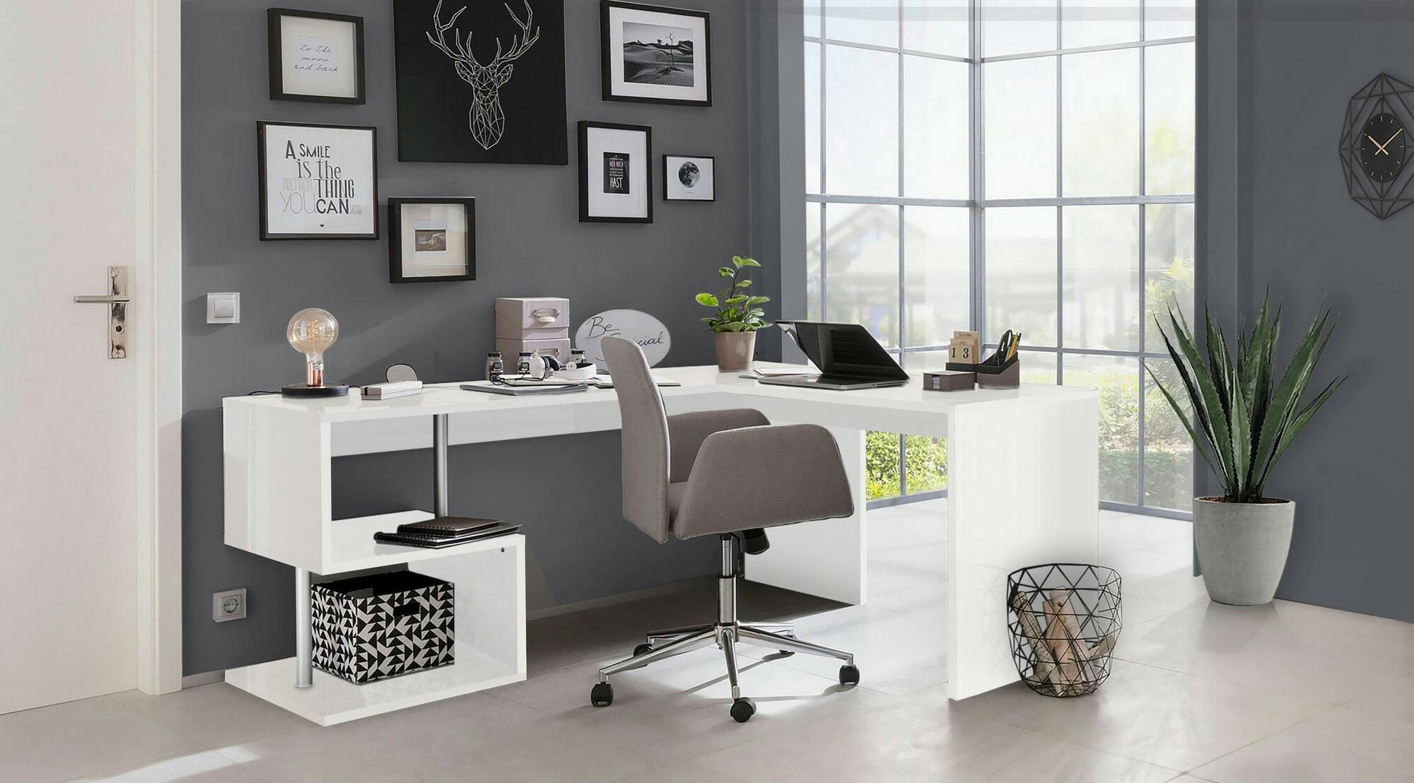 DABIUS - Bureau linéaire en bois blanc