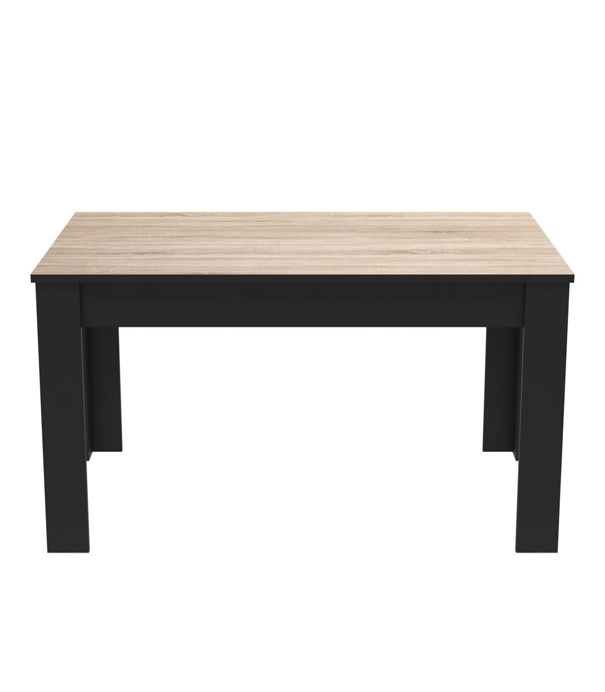WAYNE - Table à Manger pour 4/6 Personnes L140x90 cm - Décor chêne et noir