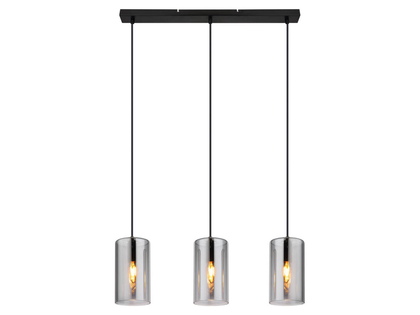 Lampa wisząca Olly 3-punktowa metalowo-szklanaczarna