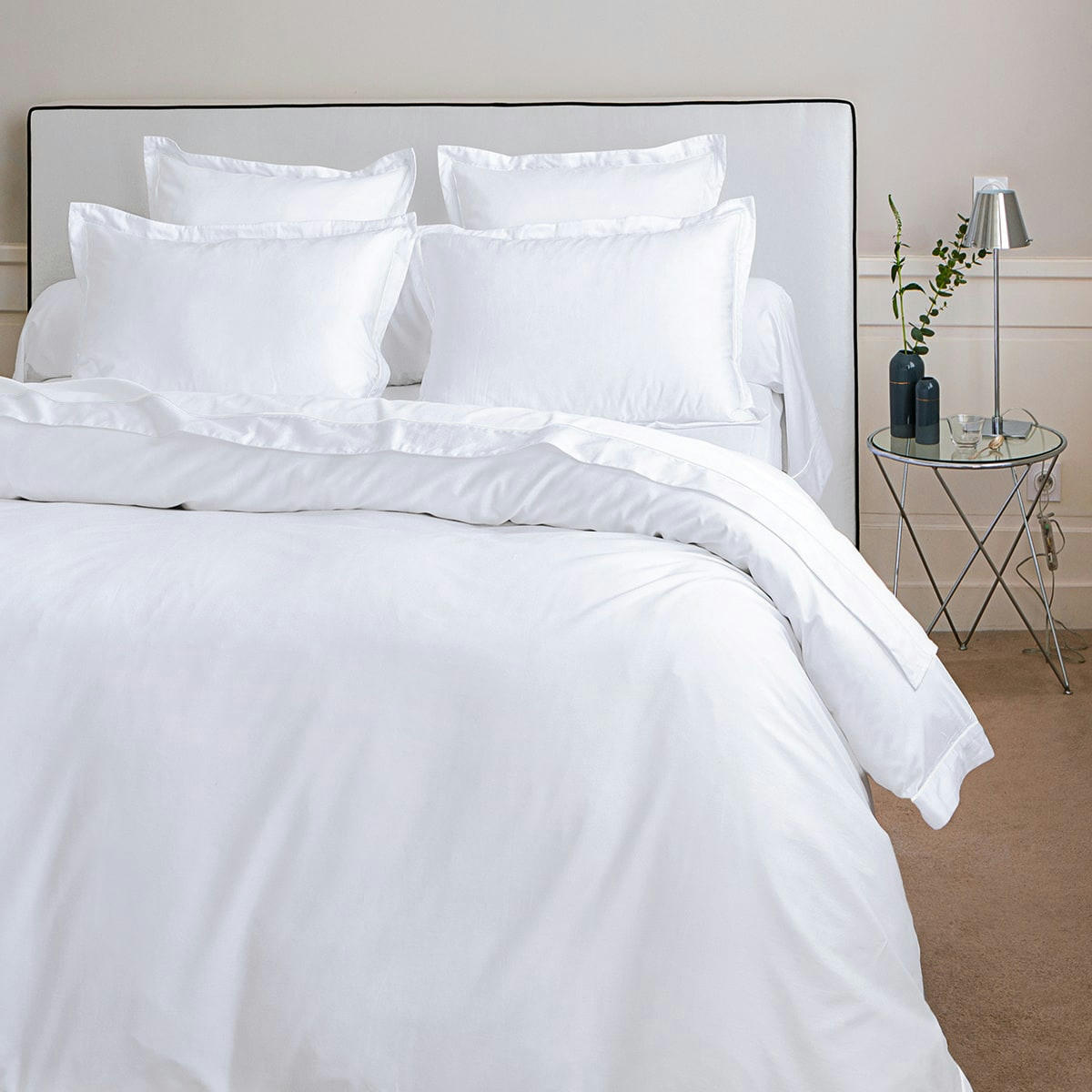 BRETEUIL - Housse de couette satin blanc 140x200 cm