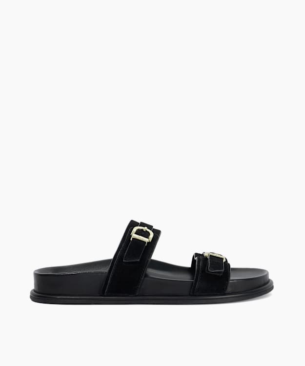 Lissons Black - Snaffle Trim Double Strap Sandals