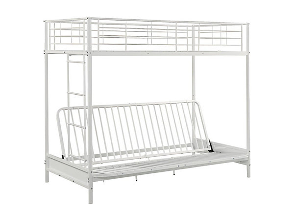 Lit mezzanine 90 x 190 cm - Avec banquette convertible - Métal - Blanc - MODULO V