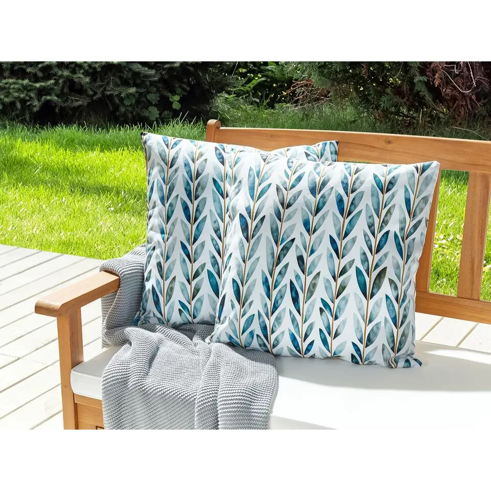 LOANO - Sierkussen set van 2 - Wit/Groen - Polyester