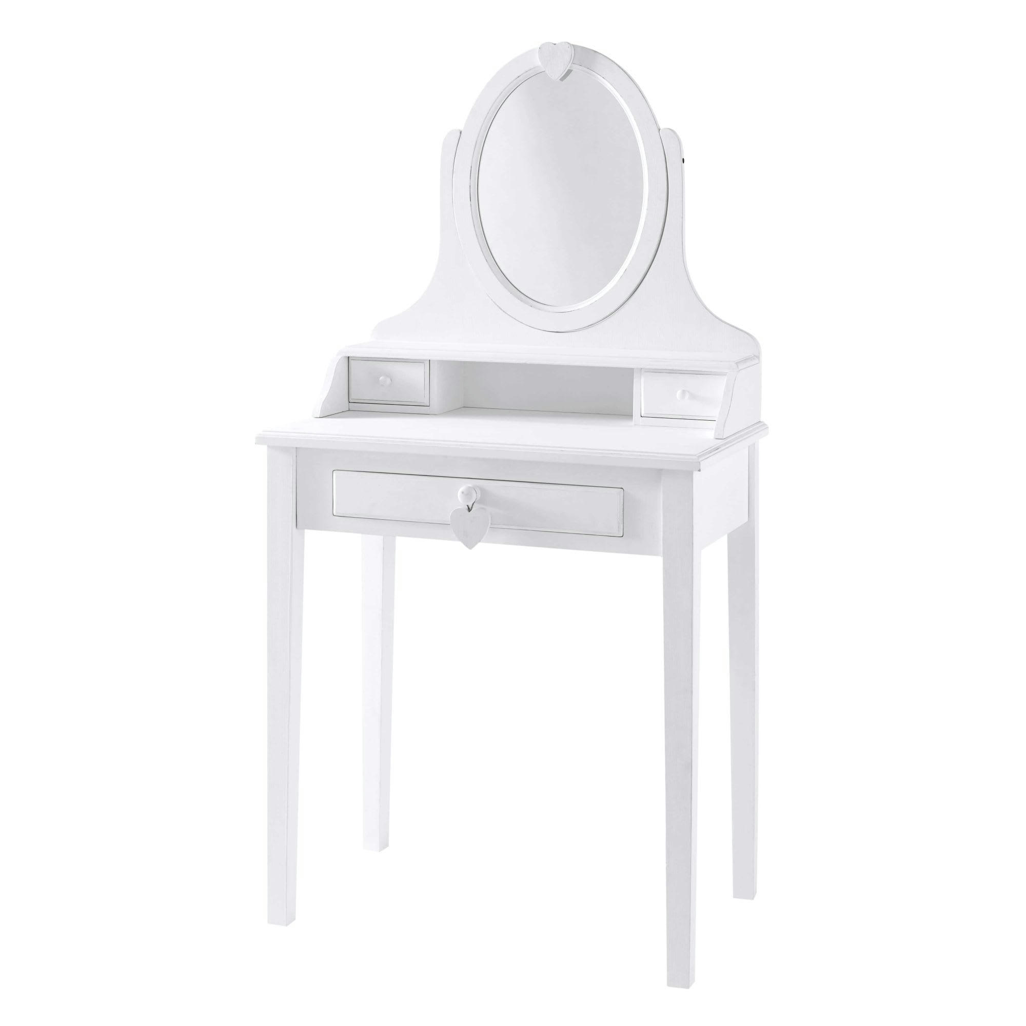 Valentine - Coiffeuse 3 tiroirs blanche