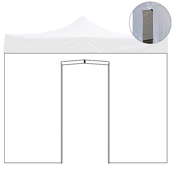 Couverture latérale blanche imperméable 6x2m avec porte enroulable pour tonnelle pliable 3x6m