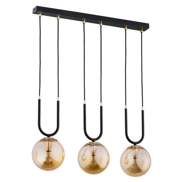 Lampa wisząca czarno-bursztynowy-złota GEMMA 3xE14x10W Alfa