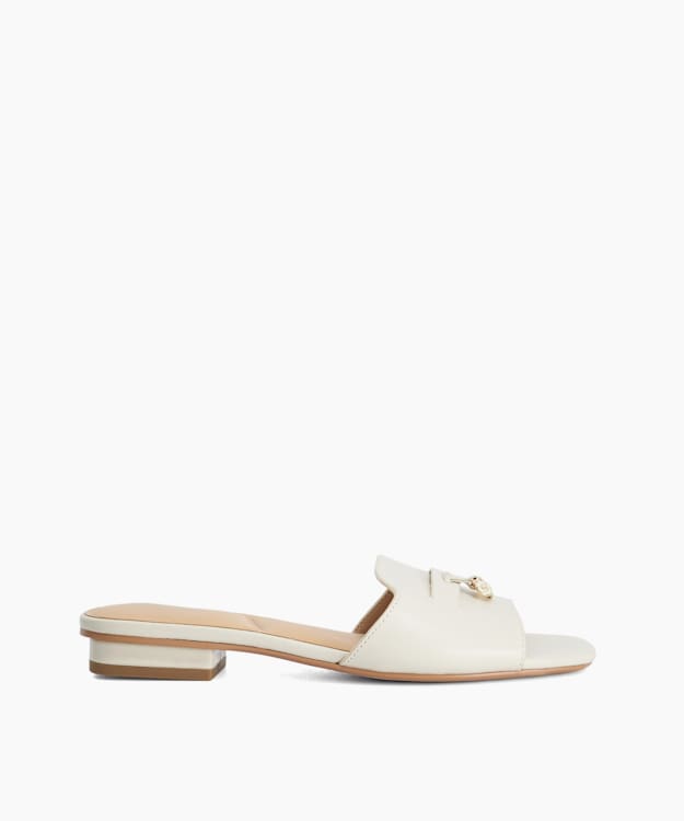 Lindo Ecru - Tassel Trim Leather Mules