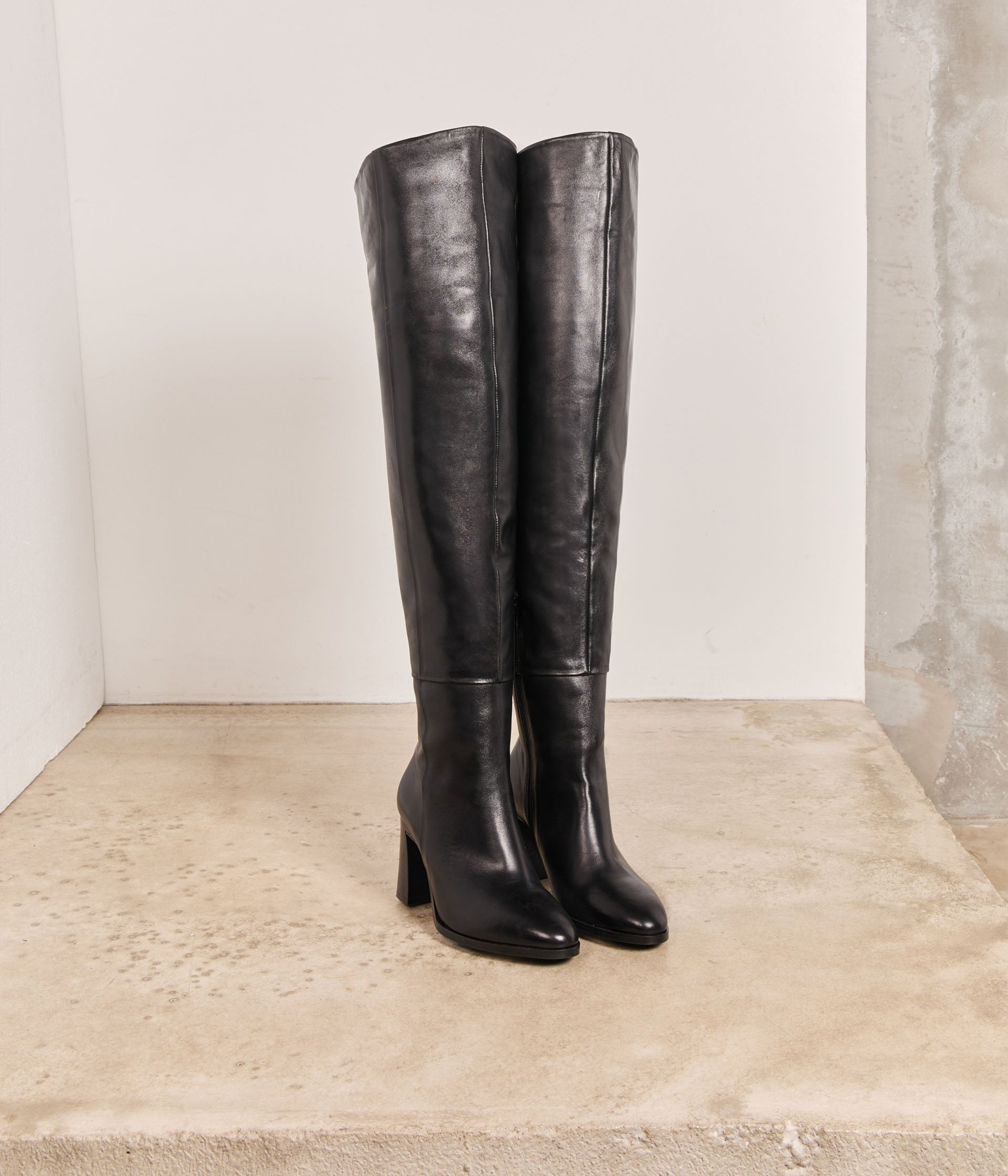 Cuissardes cuir noir Viviane