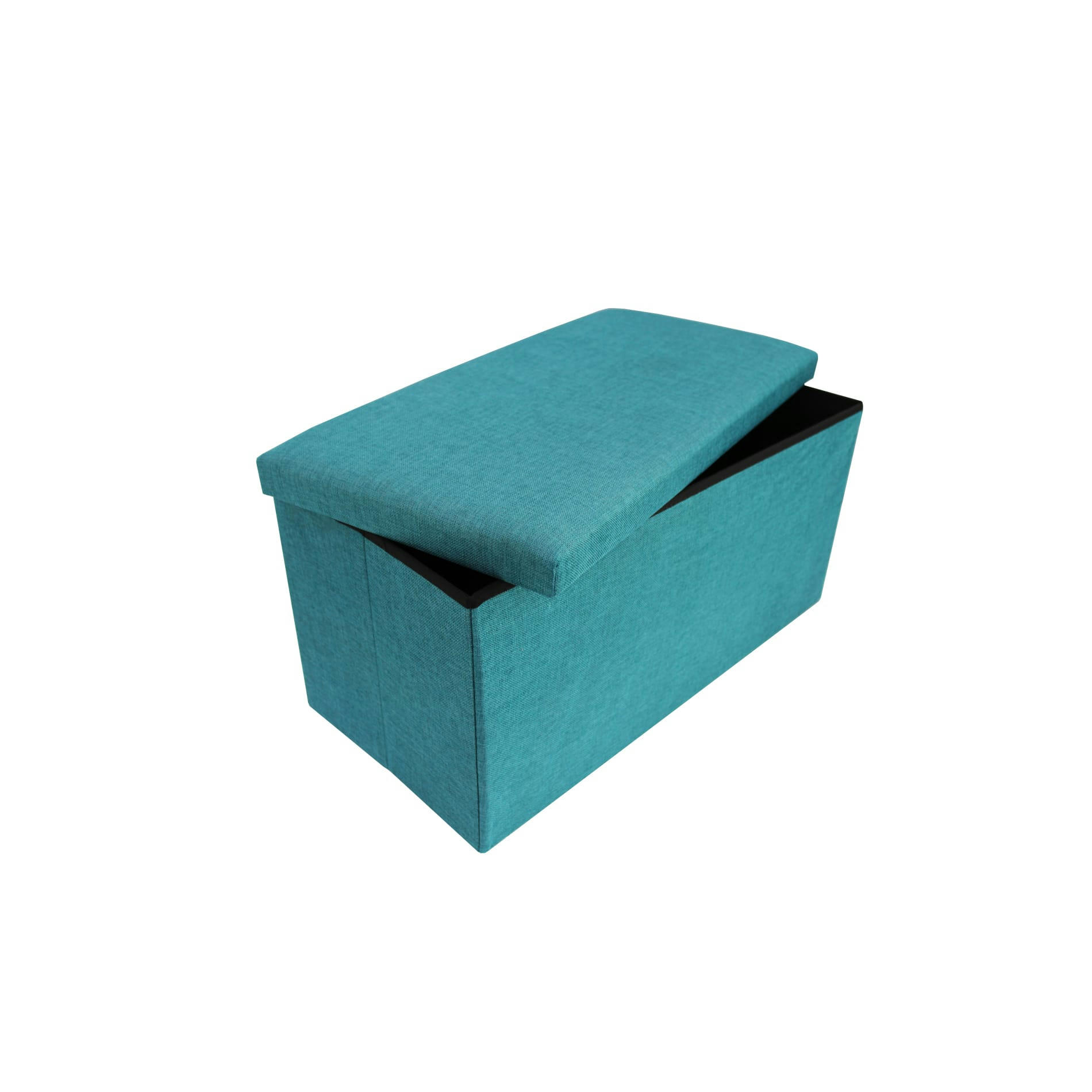 COLOR LIFE - Repose-pieds banquette en fibre de bois et tissu turquoise