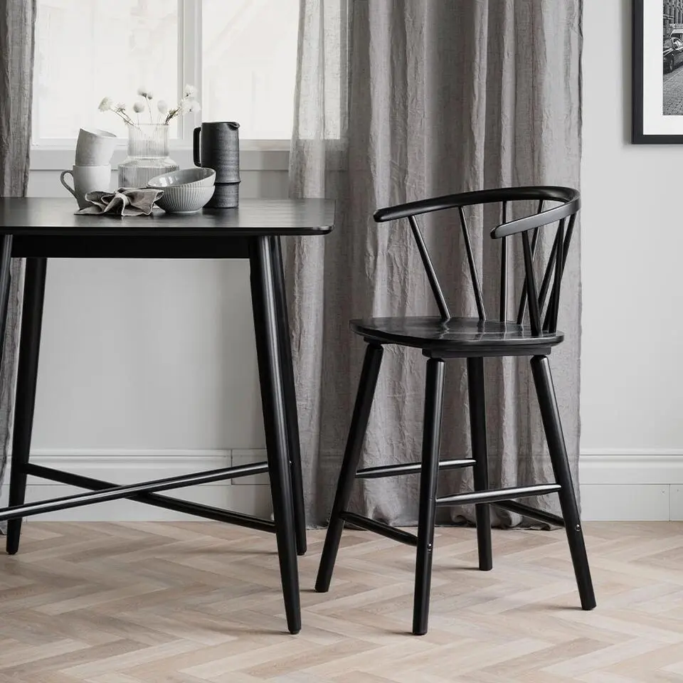 Rowico Home Carmen houten spijlen barkruk zwart - 65 cm