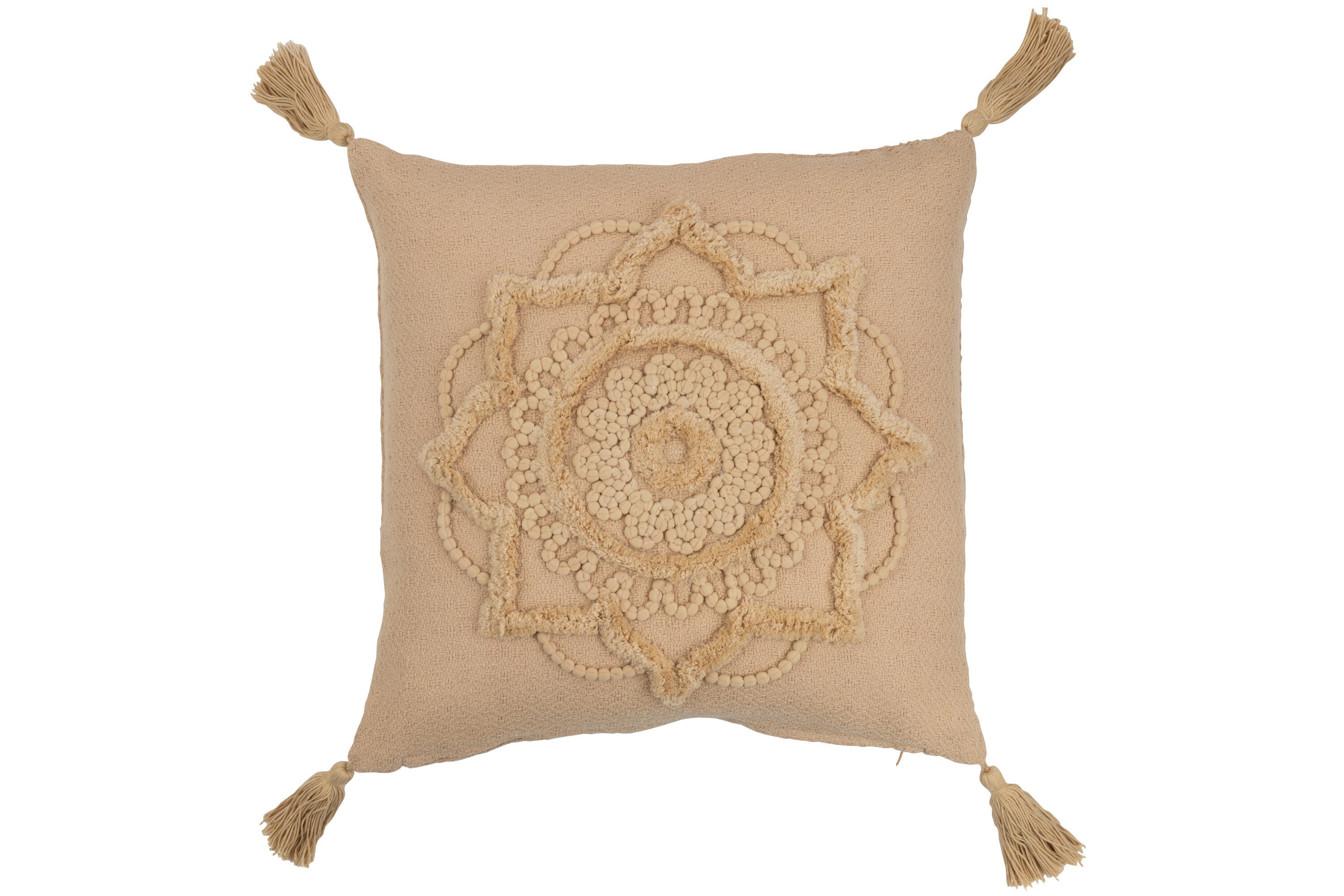 J-Line kussen Bloem Kwast - polyester - beige