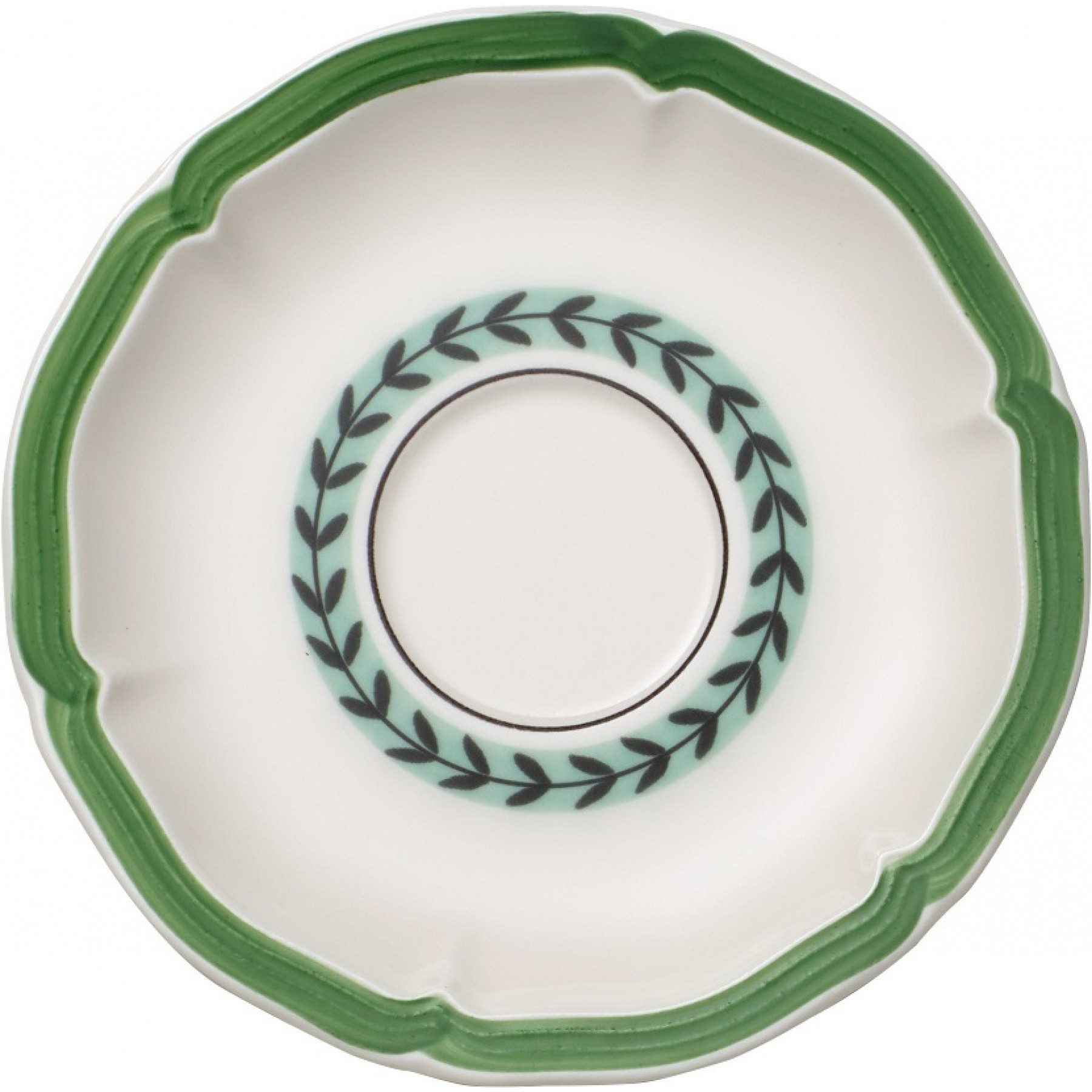 Spodek French Garden Green Line 17cm do filiżanki śniadaniowej