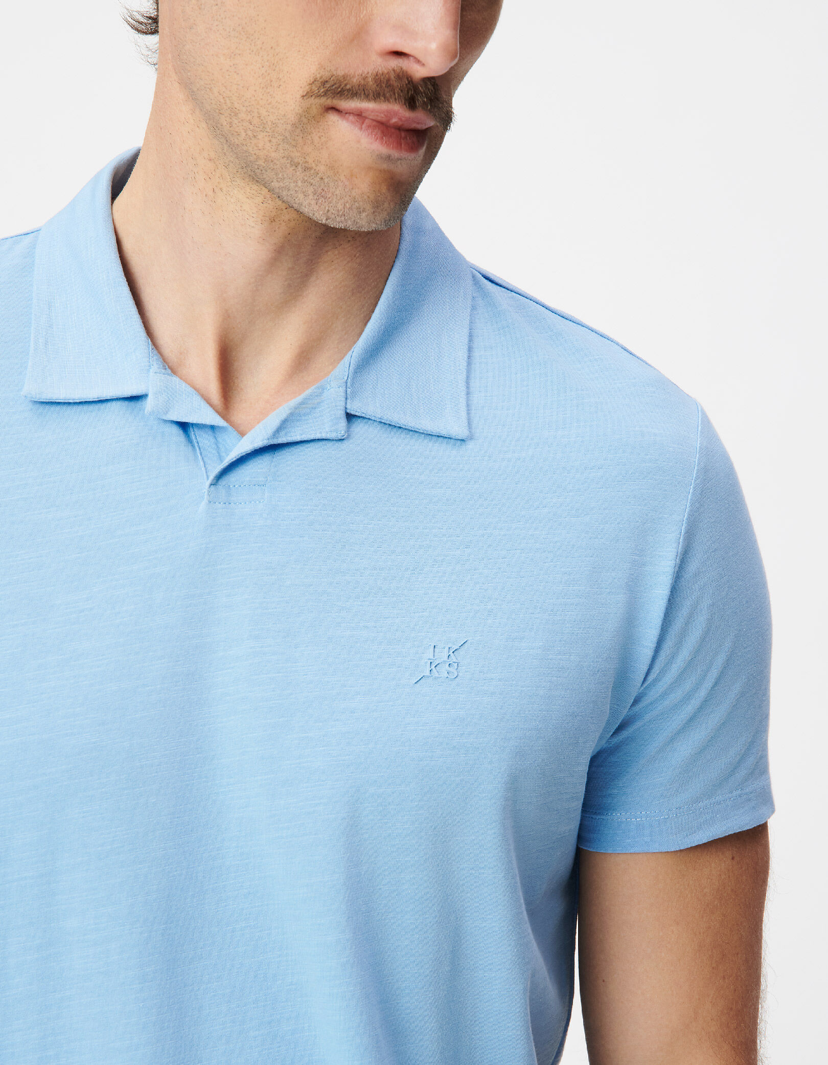 Polo manches courtes beige coton bio flammé Homme