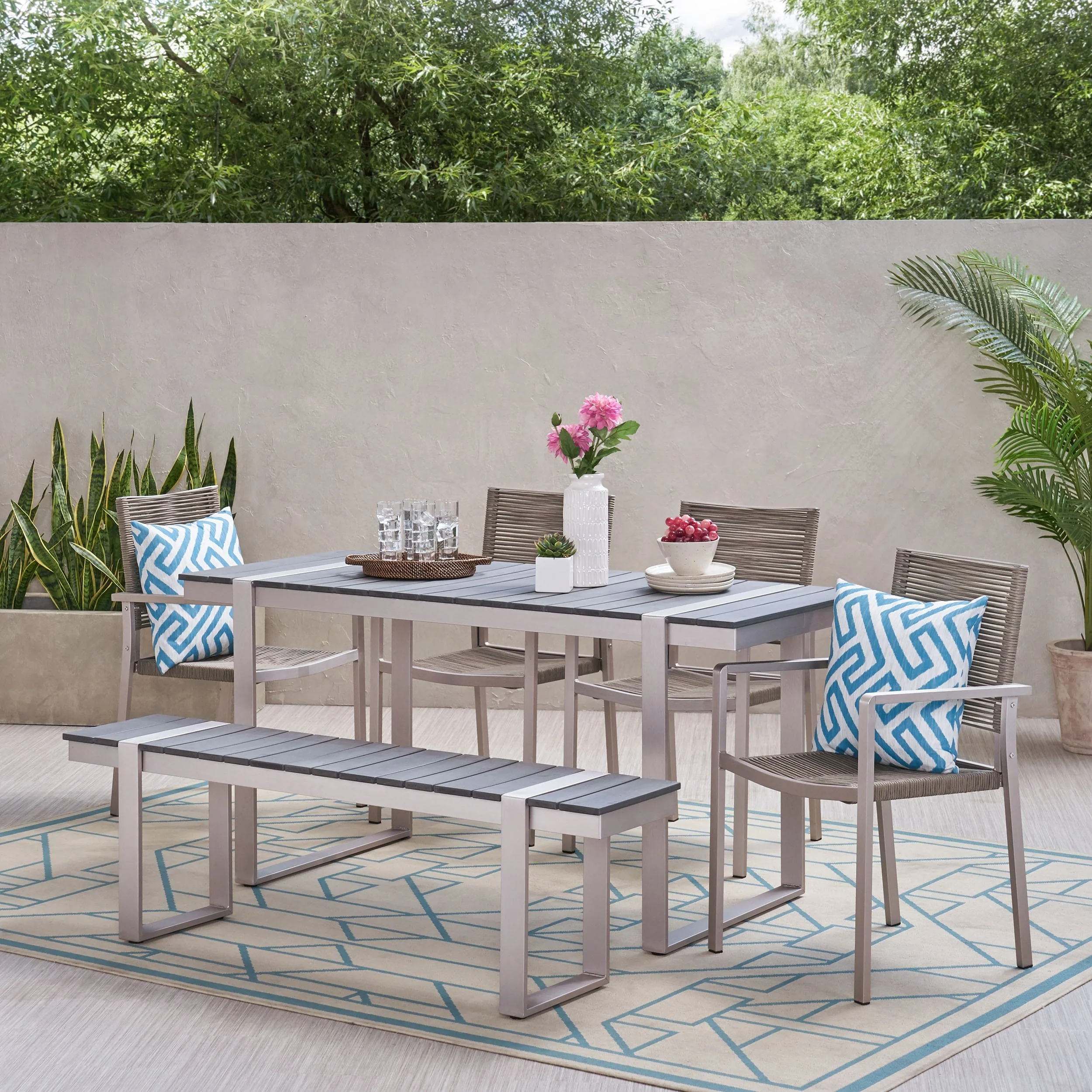 Quay Outdoor Aluminum Outdoor 6 Piece Dining Set by Christopher Knight Home