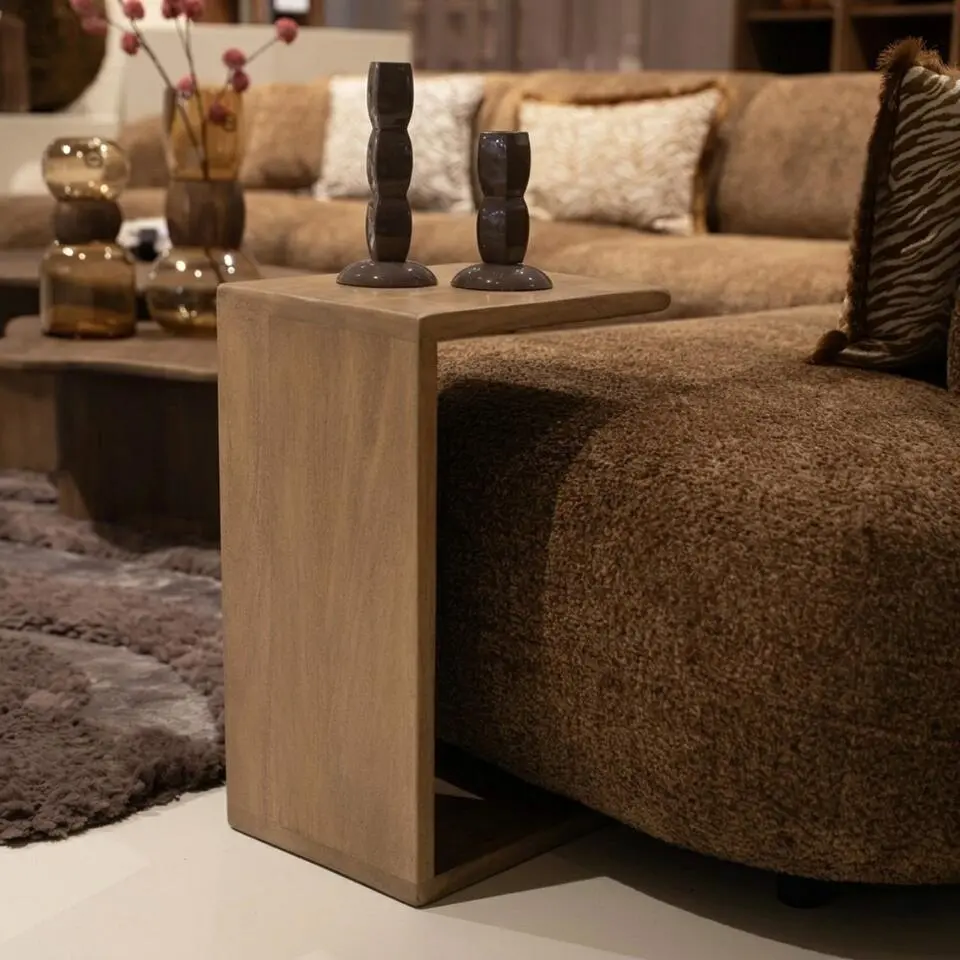 Bijzettafel Naturel Hout - 36x28x56cm - Nila