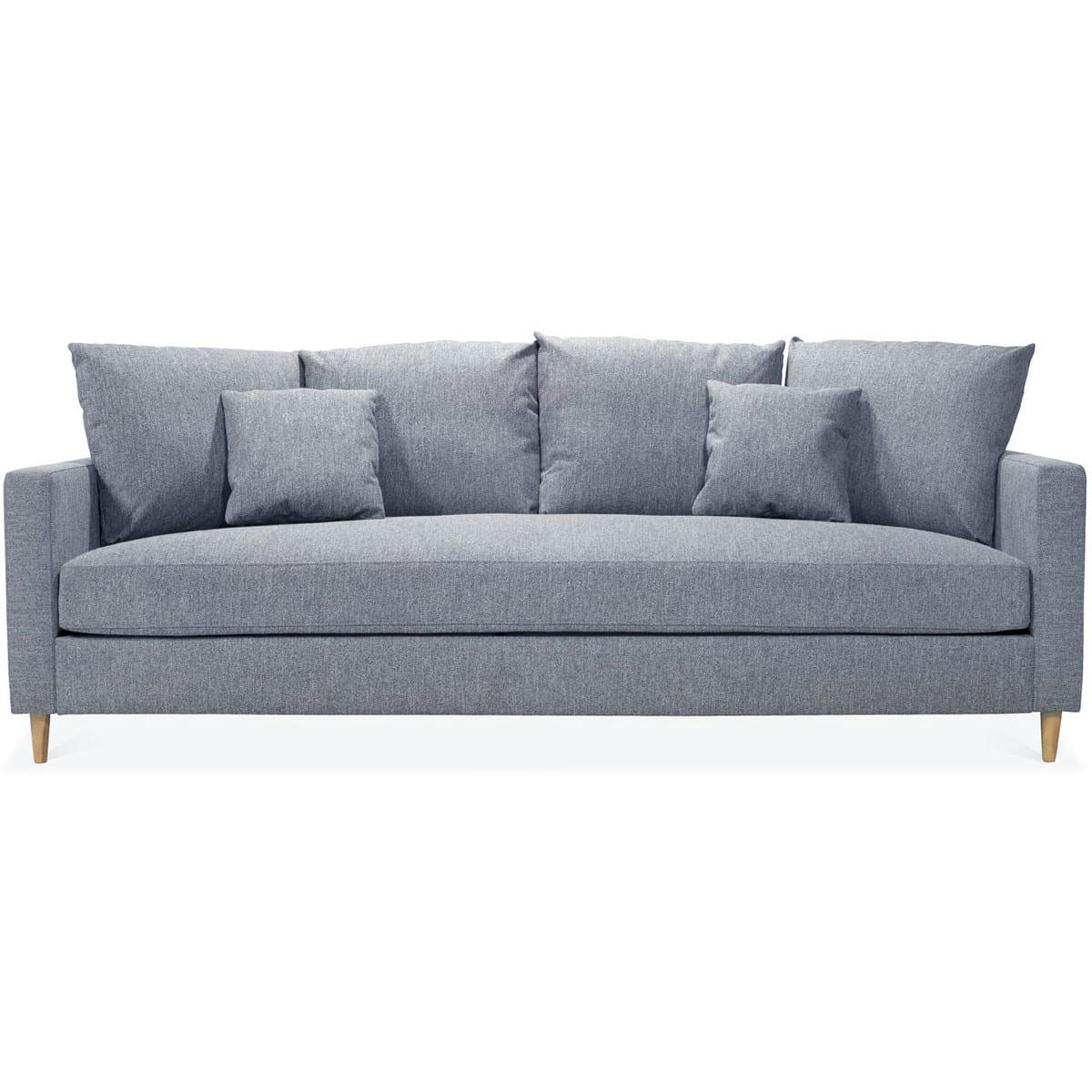 CARLA - Canapé convertible 4 places en tissu gris chiné, MADE IN FRANCE