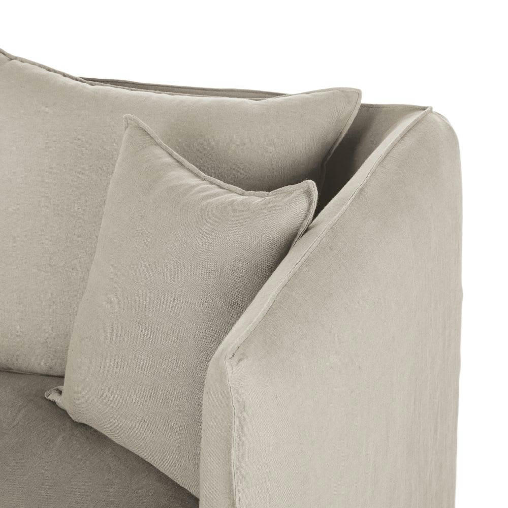 Louvain - Housse de canapé d'angle droit en lin froissé supérieur beige