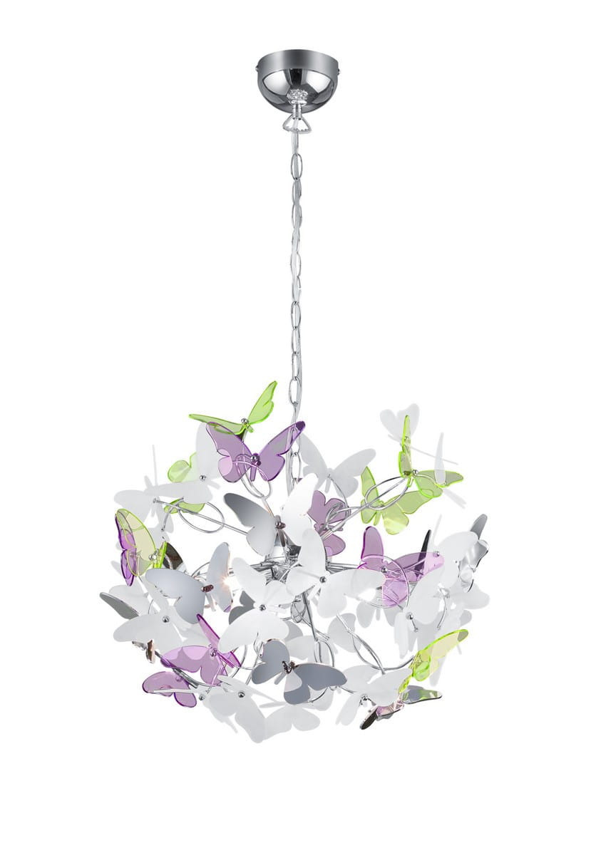 Lampa wisząca srebrno-wielokolorowy BUTTERFLY 4xG9x28W wym: 150x50x50 cm RL
