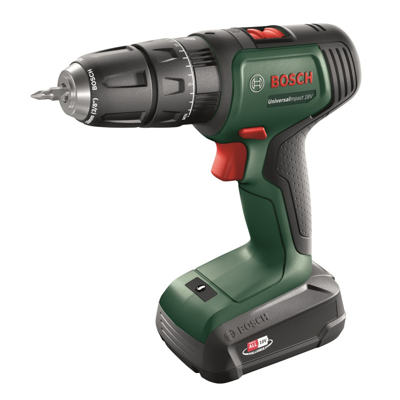 Perceuse visseuse à percussion sur batterie Universal Impact avec accessoires 18 V BOSCH