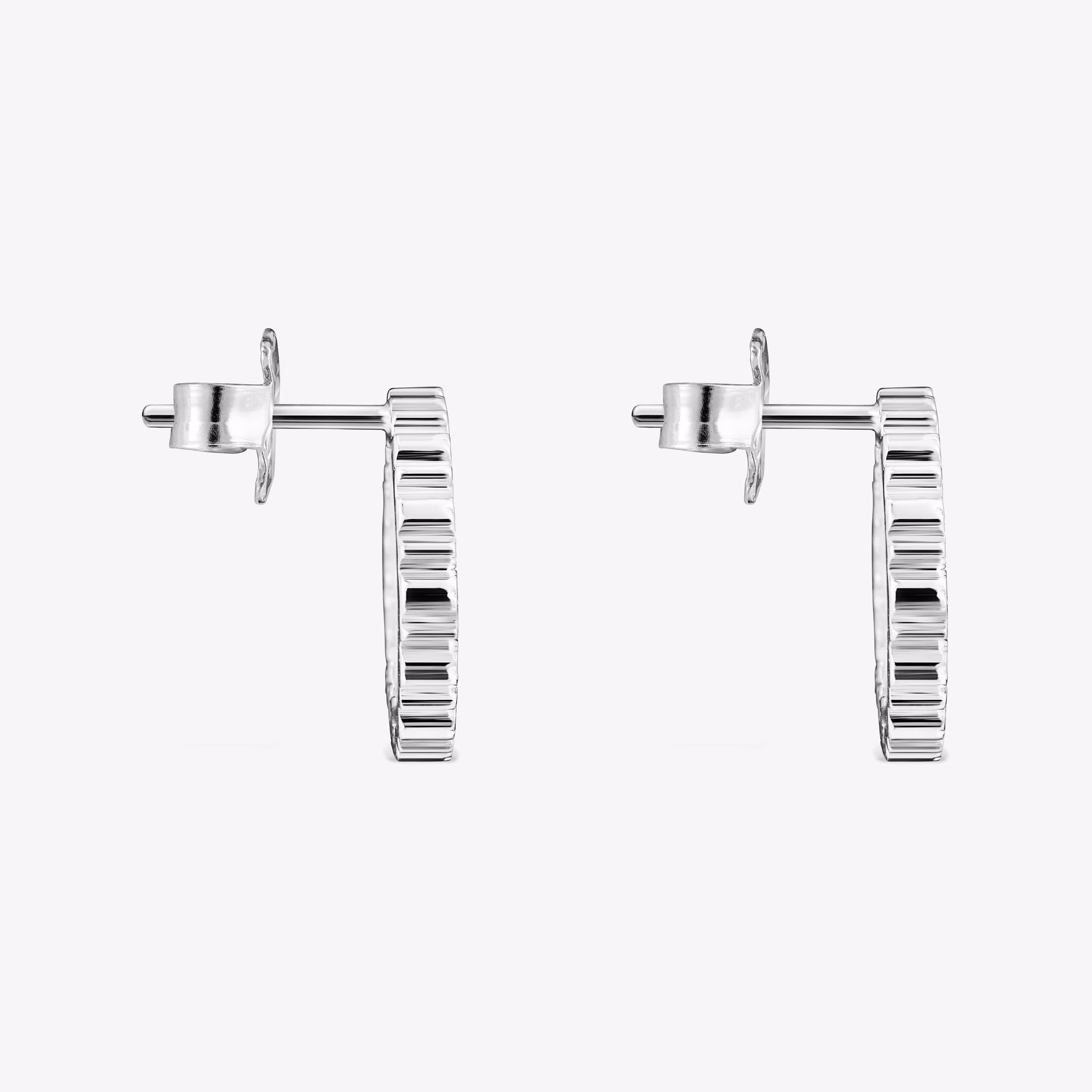 Pendientes medianos disco de plata Straight