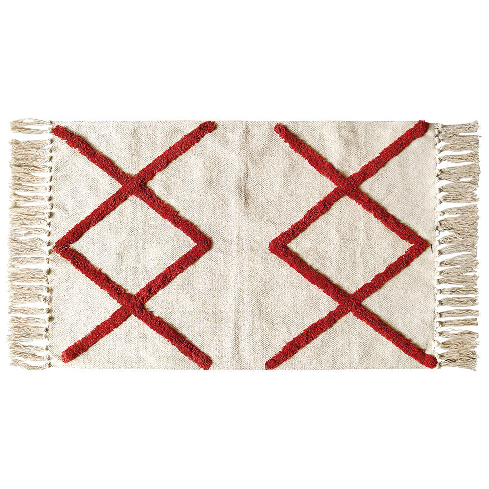 Tapis rectangulaire beige tufté terracotta 50x80cm
