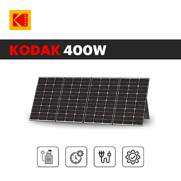 Panneau Solaire Portable KODAK 400W - Rendement 23% - étanche IP65 - Léger et Pliable - Pieds Réglables - Connexions Multiples