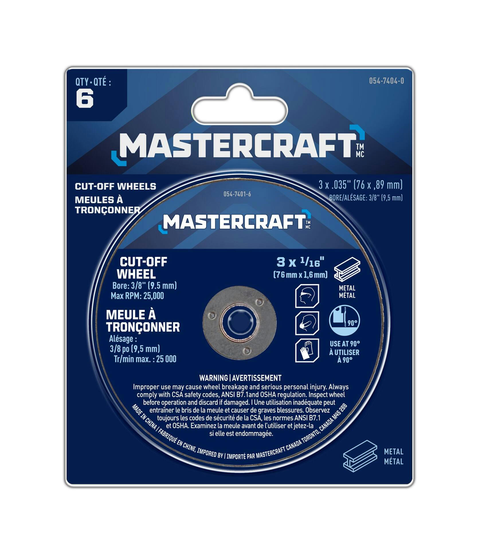 Mastercraft 3 x .035-in Aluminum Oxide Cut off Wheels for Metal, 6-pc