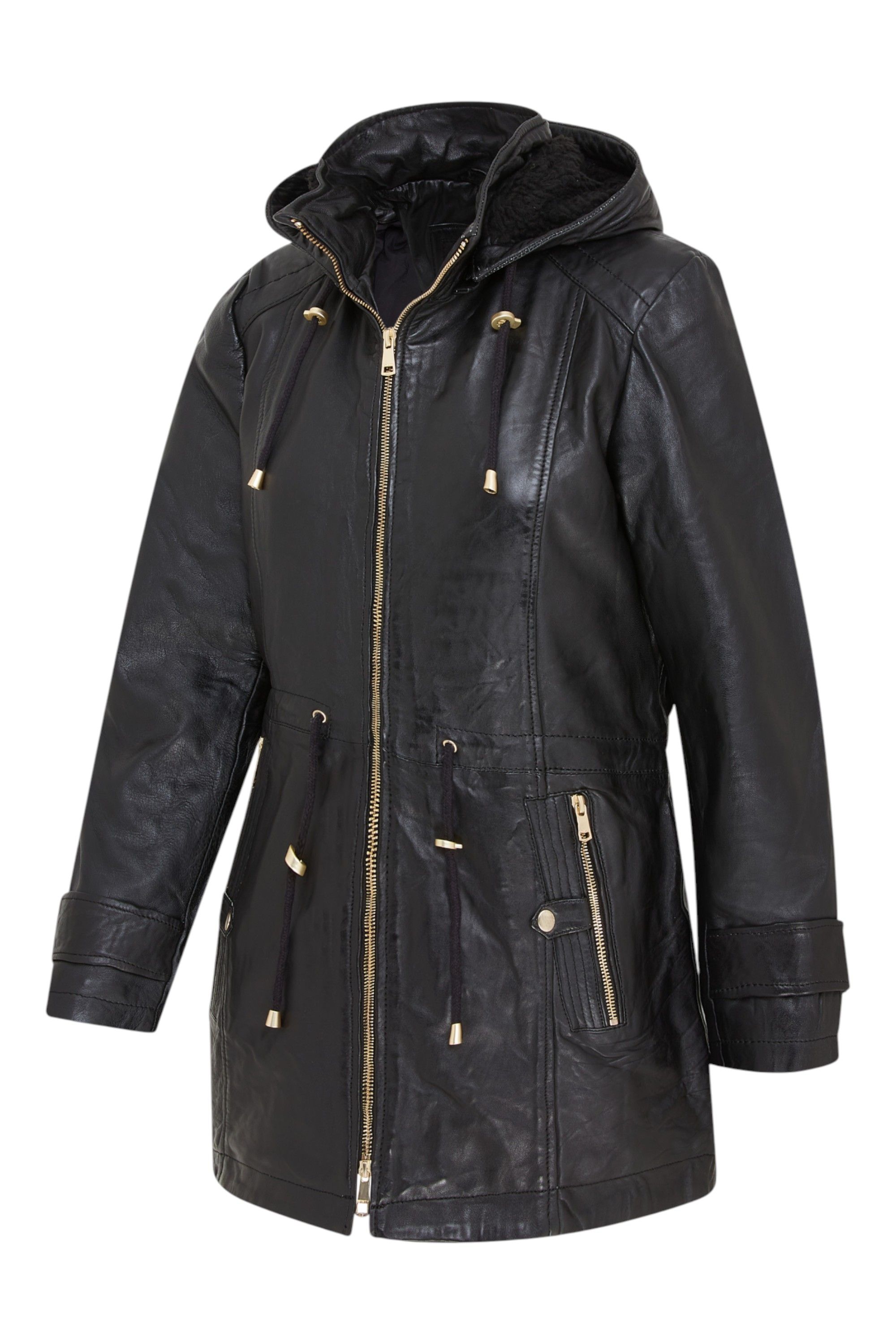 Infinity Leather Leather Parka Detachable Borg Hooded Trench Coat - Trekker