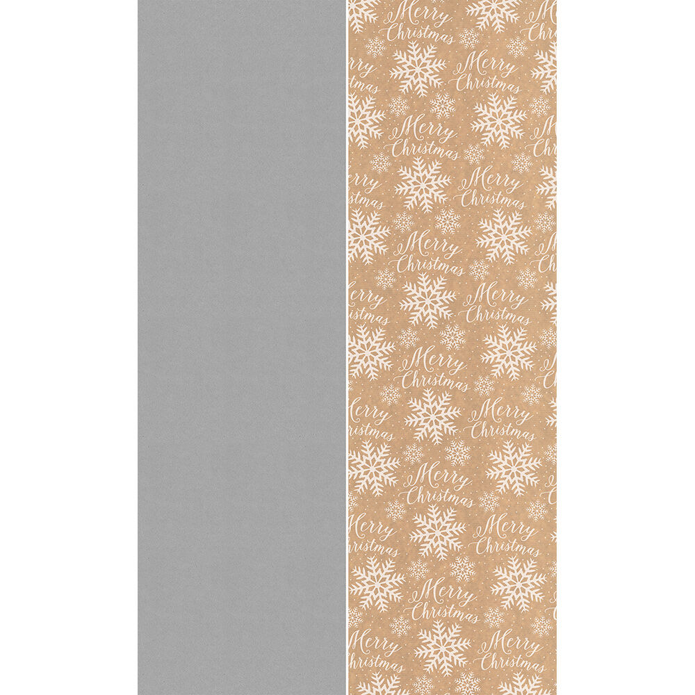 Rouleau papier cadeau kraft 100% recyclé uni argent ou imprimé flocons L200x70cm