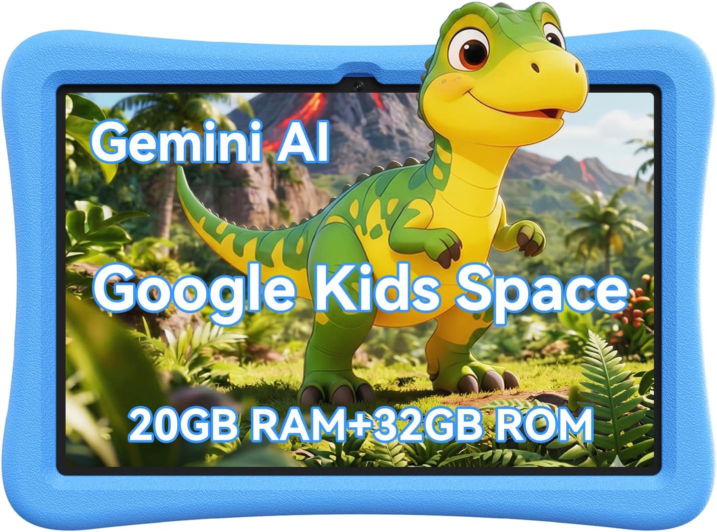 SVITOO Kids Tablet 10 Inch, Android Tablets Toddler Tablet with Parental Controls, 20GB Ram 32GB ROM 1TB Expandable, Dual Camera, 6000mah WiFi 6, Shockproof Eva Case Blue