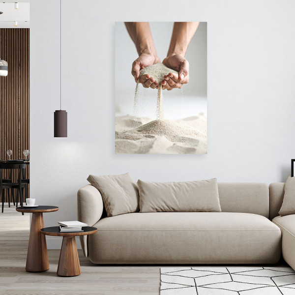 Obraz do salonu sypialni biura, Ręce piasek beżowy boho 20x30