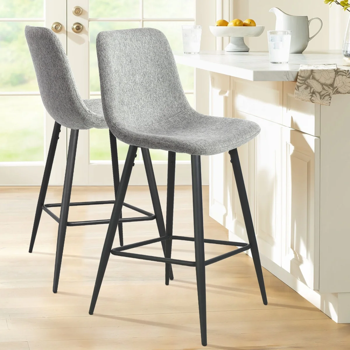 Fabric Upholstered 26 Counter Stool (Set of 2) - 38x19x19