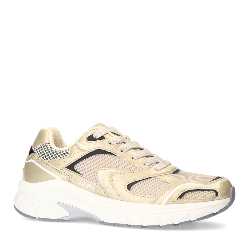 Manfield Gouden sneakers met mesh details