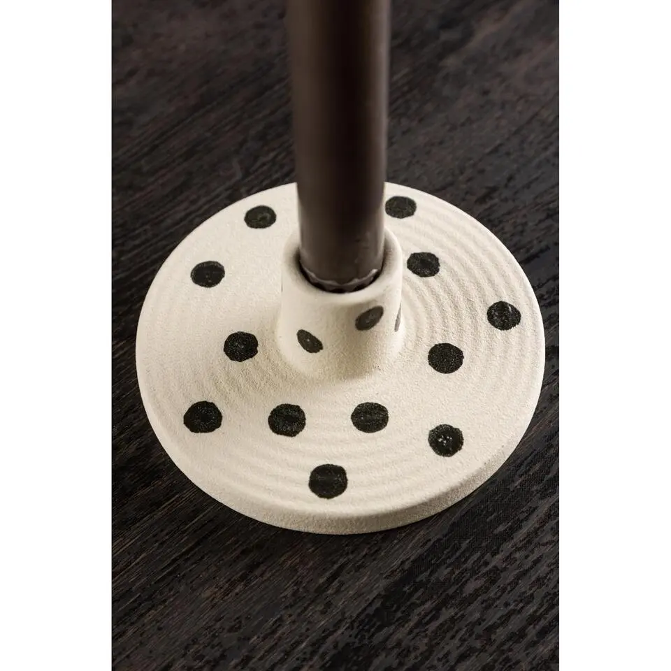 Nest of Nora Kandelaars Steen - Set van 2 - Wit met zwarte stippen
