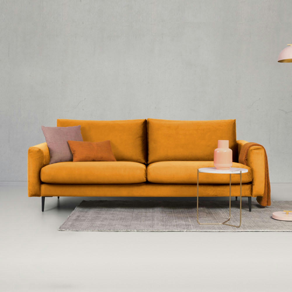 CARUSO - Canapé 2 places velours droit jaune