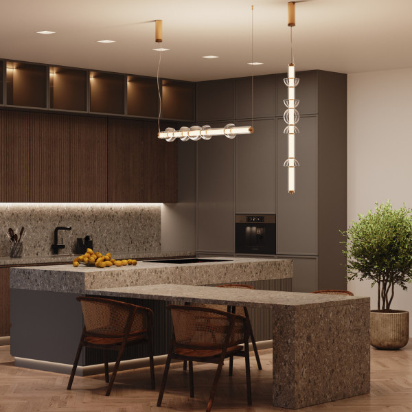 Lampa wisząca Cosmo mosiężno-przezroczysta LED 1x39W 3000K 4800lm Maytoni