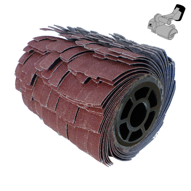 Brosse à lanières abrasives grain 80 Ø 8 x 10 cm PEUGEOT