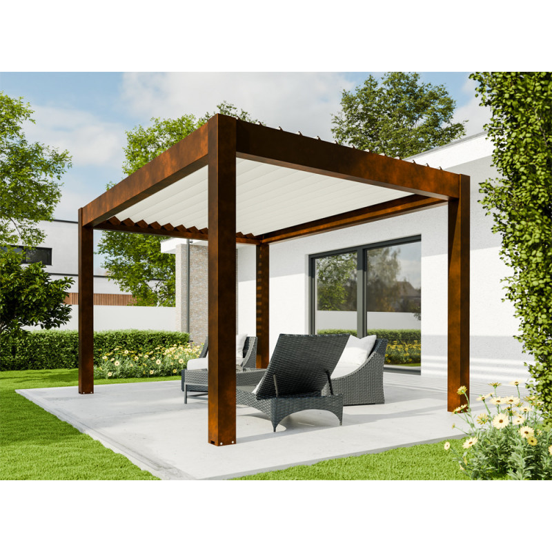 Pergola bioclimatique Capri LDD effet rouillé 6 x 4 x 2,5 m