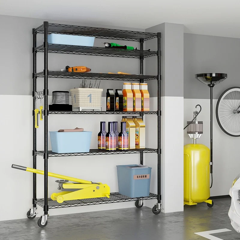 6-Tier NSF-Certified Steel Wire Shelving Rck with Wheels