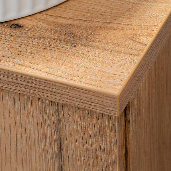 Meuble sous lavabo double avec 1 porte et 4 tiroirs NEWPORT 140 x 60 x 40 cm effet chêne en.casa