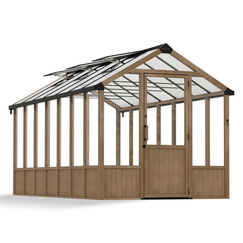 Serre en polycarbonate Natura bois de cèdre 10,9 m² CANOPIA