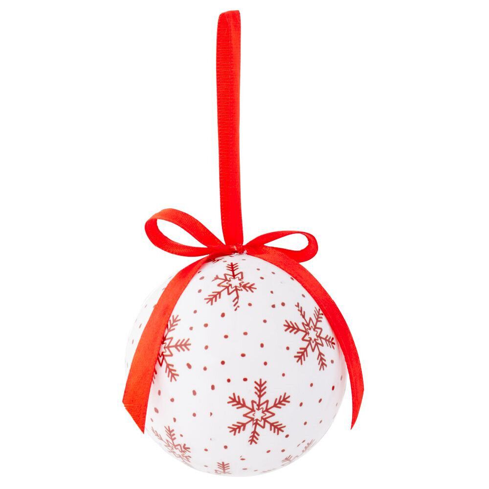 Boule de No&euml;l style traditionnel rouge et blanc Ø8cm - 2 modèles