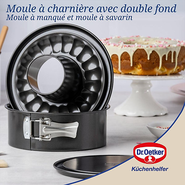 Ensemble de 2 Moules à manqué à charnière avec fond à savarin 20 cm Dr Oetker Back Freude