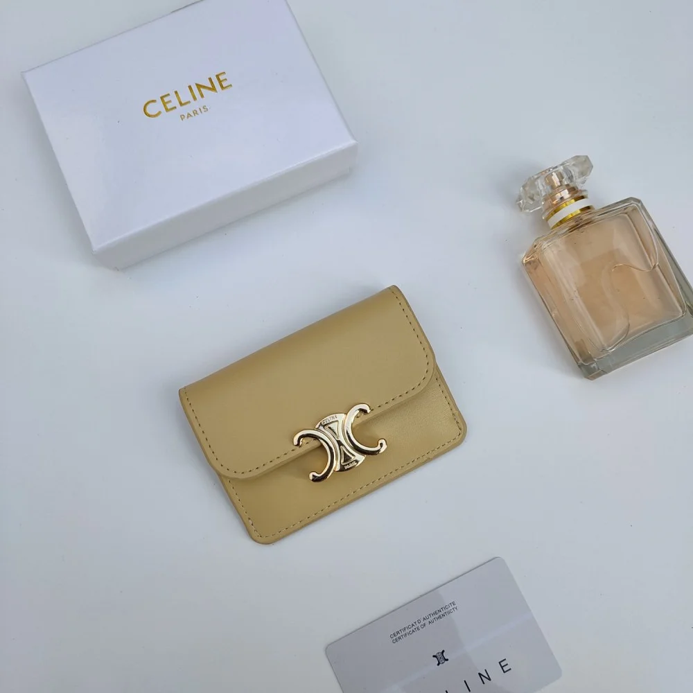 Celine Triomphe Leather card bag