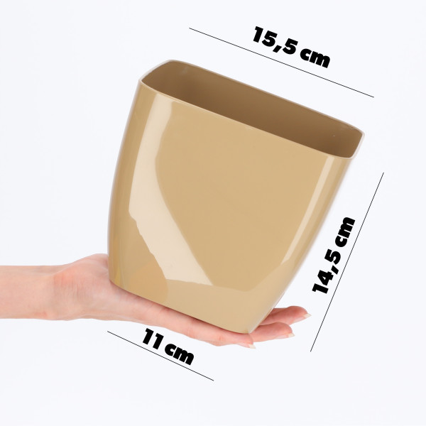 Doniczka Osłonka Na Kwiaty Kwadratowa Beżowa 16cm
