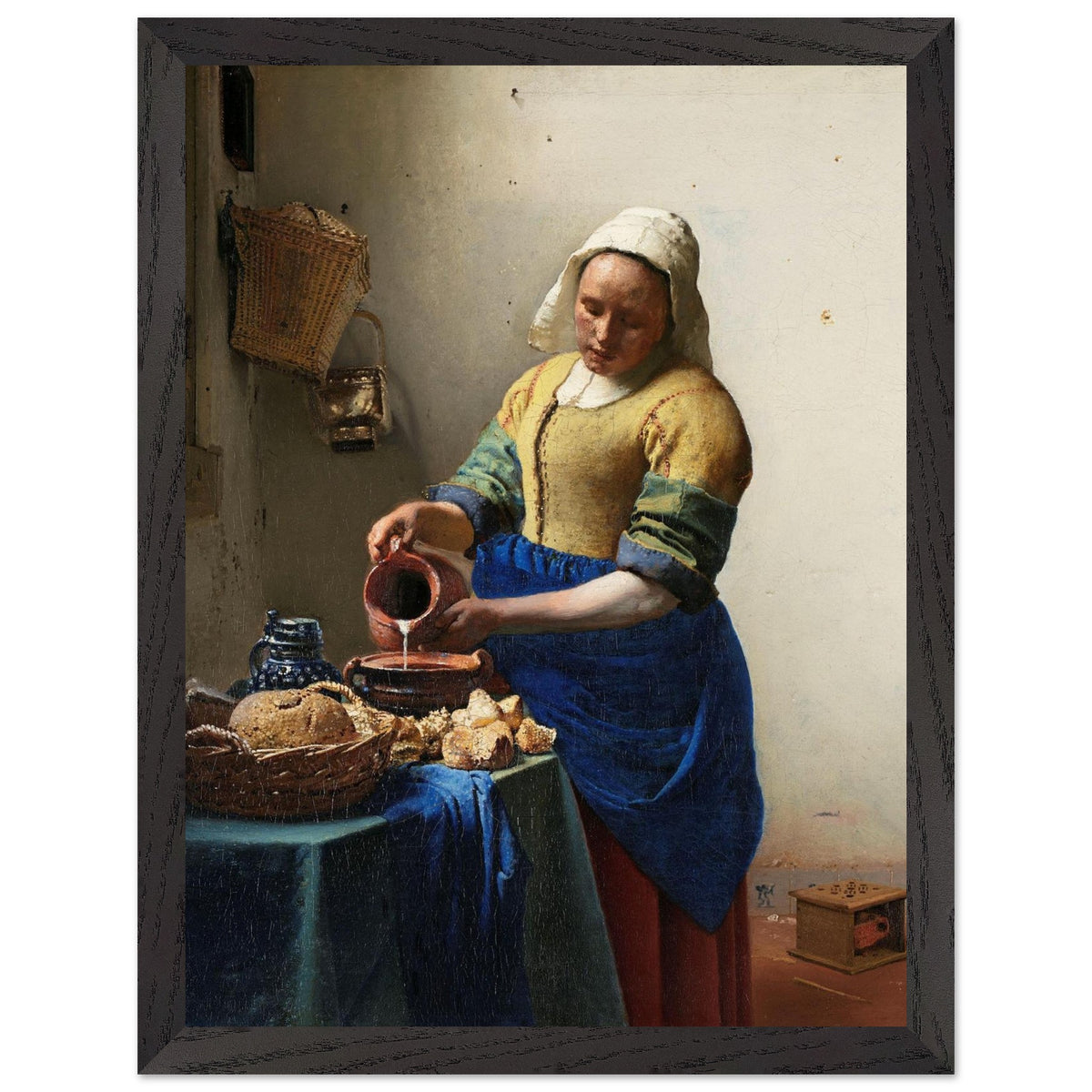 Artfulprints Poster met Lijst Johannes Vermeer - Het melkmeisje  - 30x40 cm - Meerkleurig