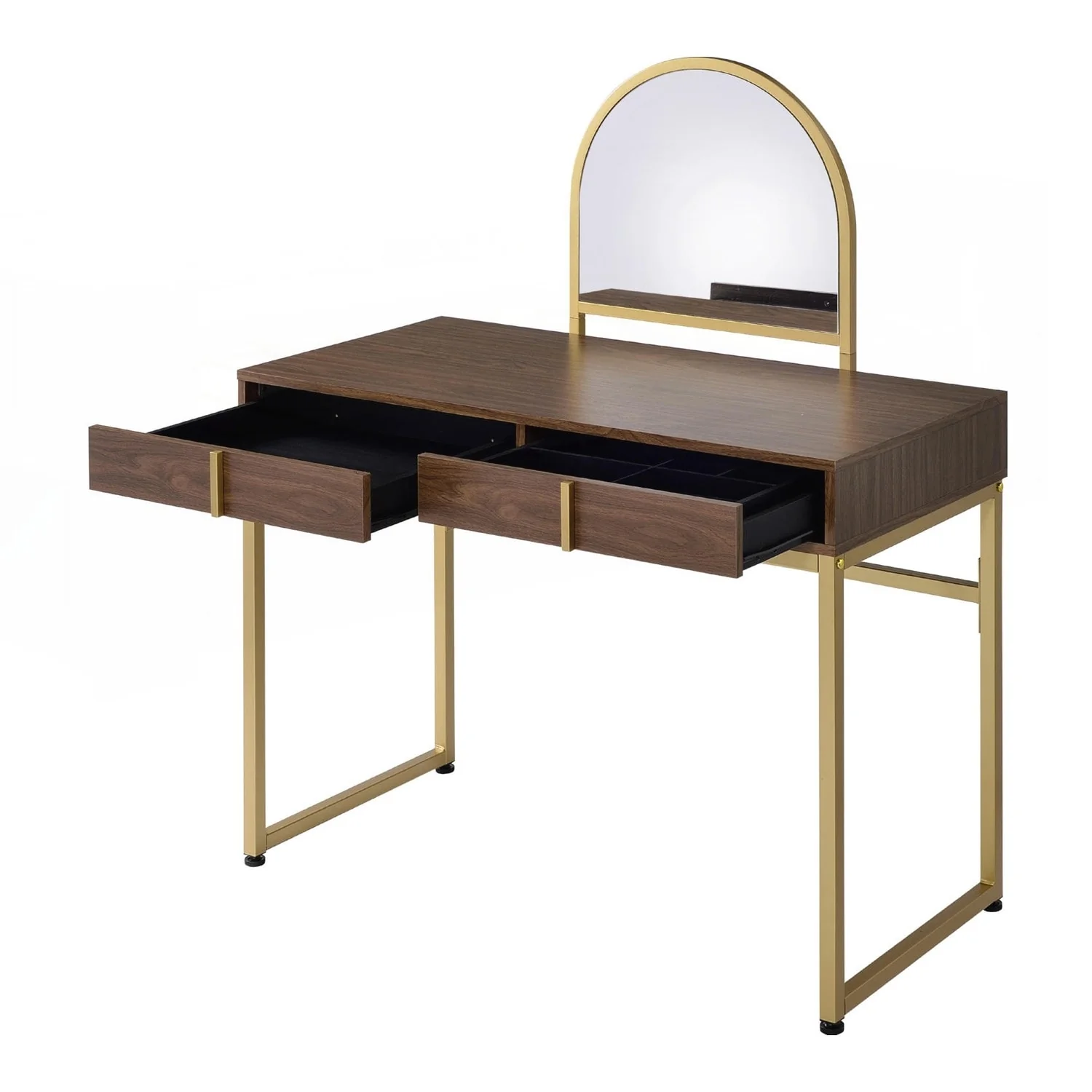 2 Drawers Vanity Desk with Mirror and Jewelry Tray