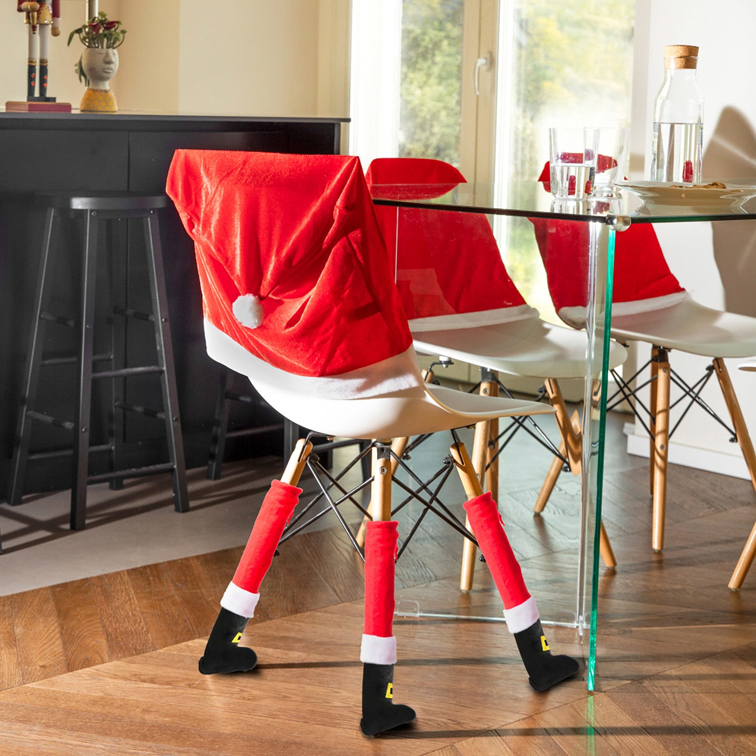 Set 4 coperture gambe sedia Babbo Natale